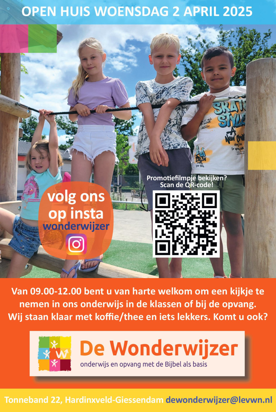 20250307 poster open huis 2 april Wonderwijzer
